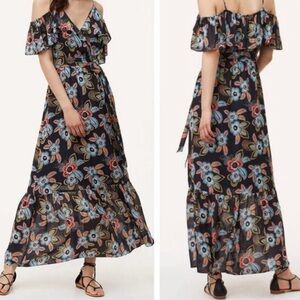 Loft Floral Off-Shoulder Maxi Dress Babydoll Butterfly Y2K Milkmaid Romantic XS